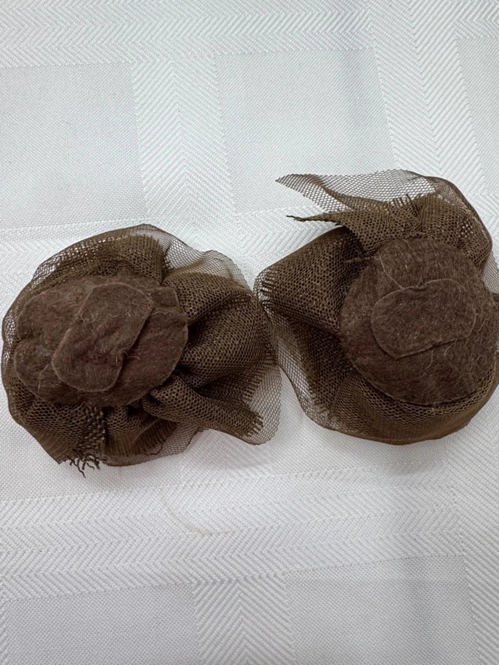Cream & Brown Fabric Floral Hair Clips - Set of 9 Decorative Accessories